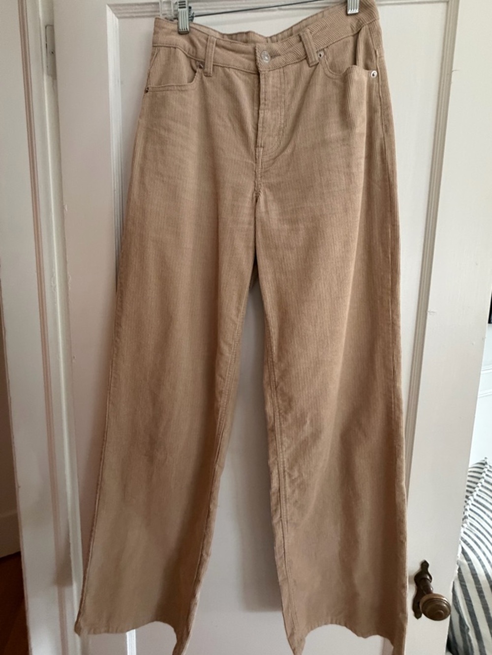 Wide Leg Tan Corduroy Pants